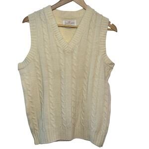Vintage Jantzen Made in The USA Cream Cable Knit Sweater Vest Women's Small